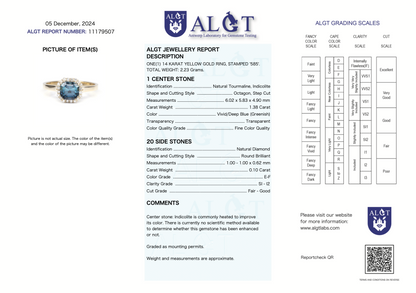 zertifizierter natürlicher Indigolith-Turmalin-Ring –  blauer Turmalin in 14 Karat Gold