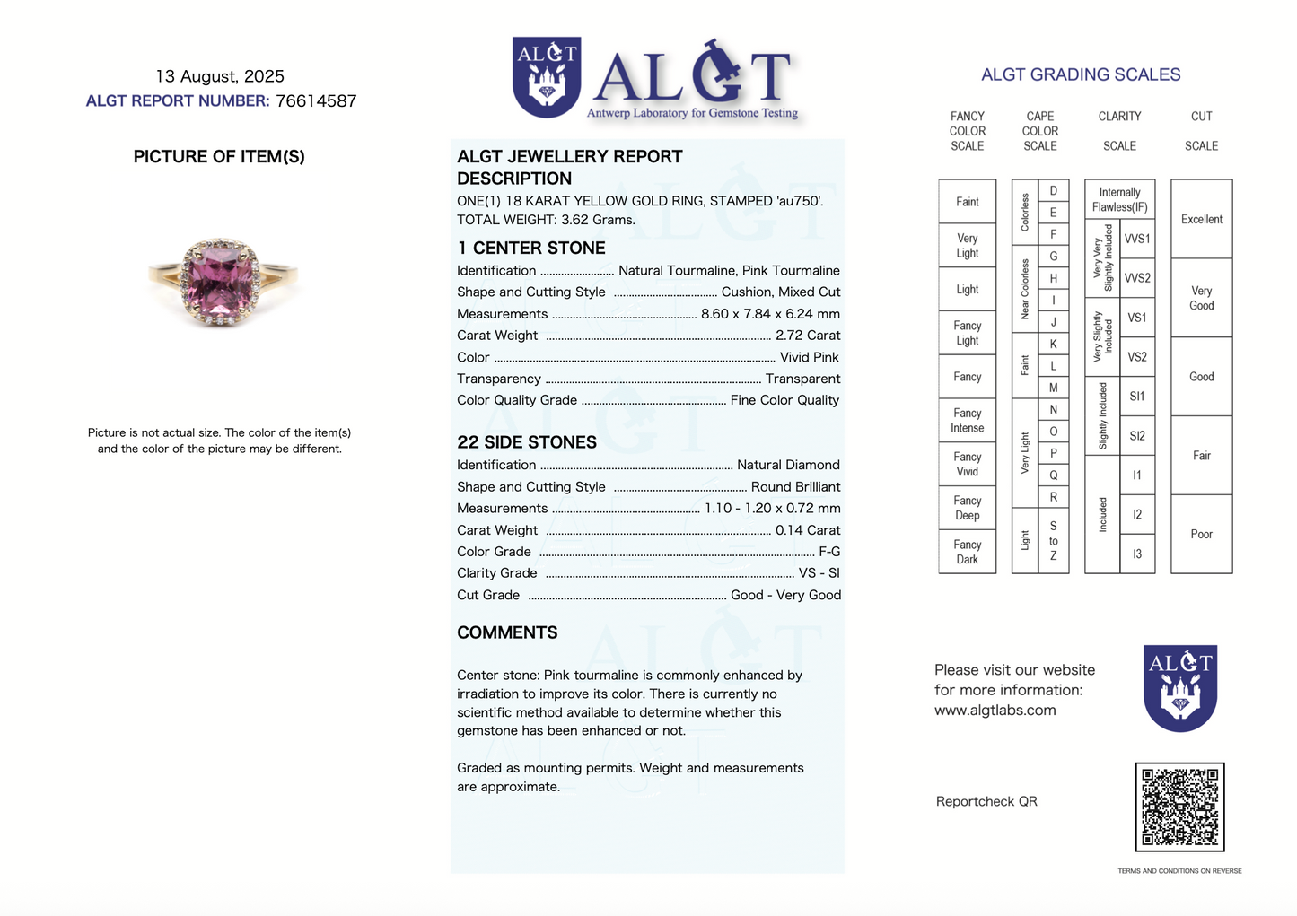 zertifizierter natürlicher Pinker-Turmalin-Ring – lebhaft pinker Turmalin in 18 Karat Gold