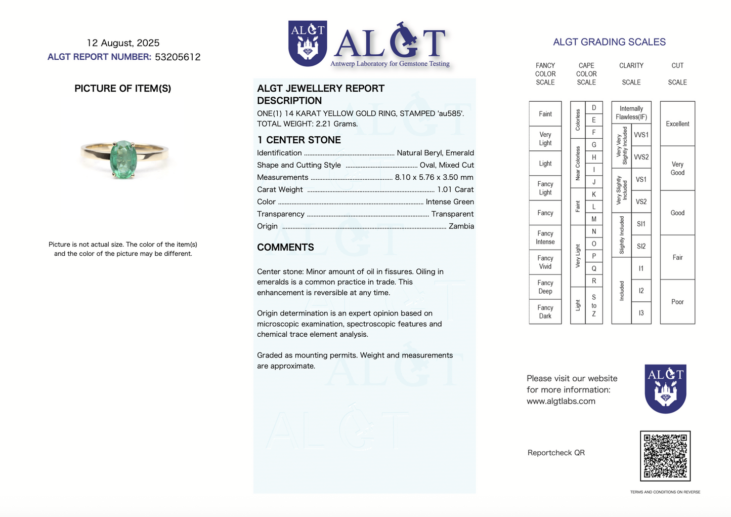 zertifizierter natürlicher sambischer Smaragd Solitär Ring – 14 Karat Gold