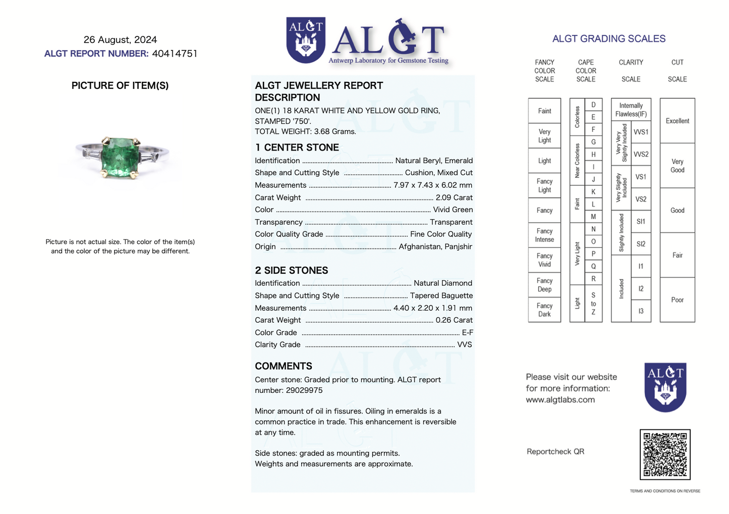 zertifizierter natürlicher afghanischer Smaragdring mit VVS Baguette Diamanten – feine Farb-Qualität in 18 Karat Gold