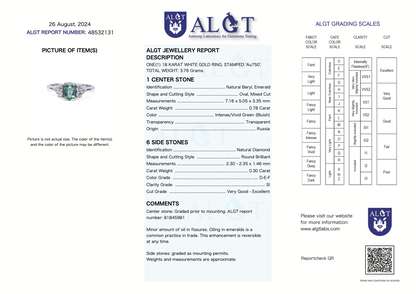 zertifizierter natürlicher russischer Smaragdring –  in 18 Karat Weißgold