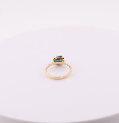 zertifizierter natürlicher Indigolith-Turmalin-Ring –  blauer Turmalin in 14 Karat Gold