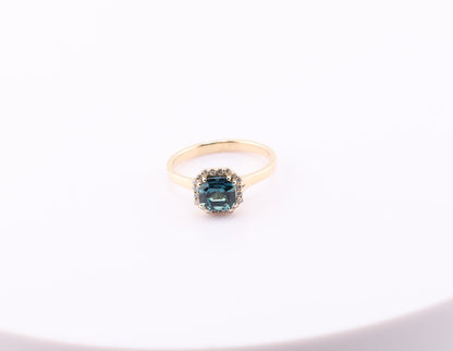 zertifizierter natürlicher Indigolith-Turmalin-Ring –  blauer Turmalin in 14 Karat Gold