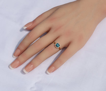 zertifizierter natürlicher Indigolith-Turmalin-Ring –  blauer Turmalin in 14 Karat Gold