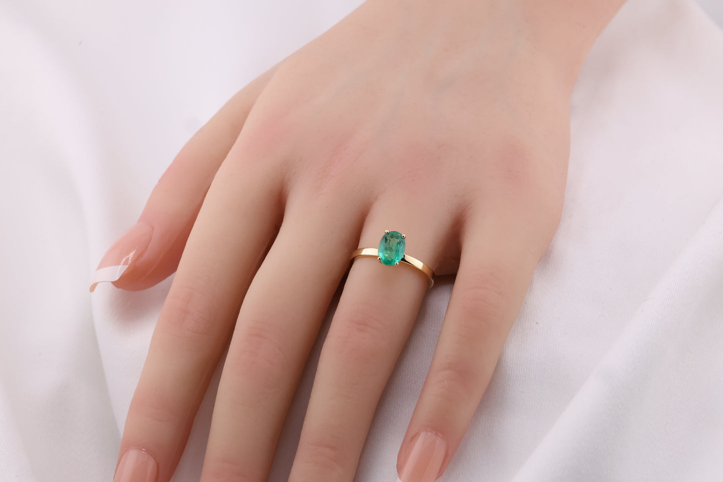 zertifizierter natürlicher sambischer Smaragd Solitär Ring – 14 Karat Gold