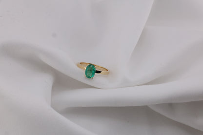 zertifizierter natürlicher sambischer Smaragd Solitär Ring – 14 Karat Gold