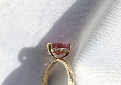 zertifizierter natürlicher Pinker-Turmalin-Ring – intensiv pinker Turmalin in 14 Karat Gold mit natürlichen Diamanten