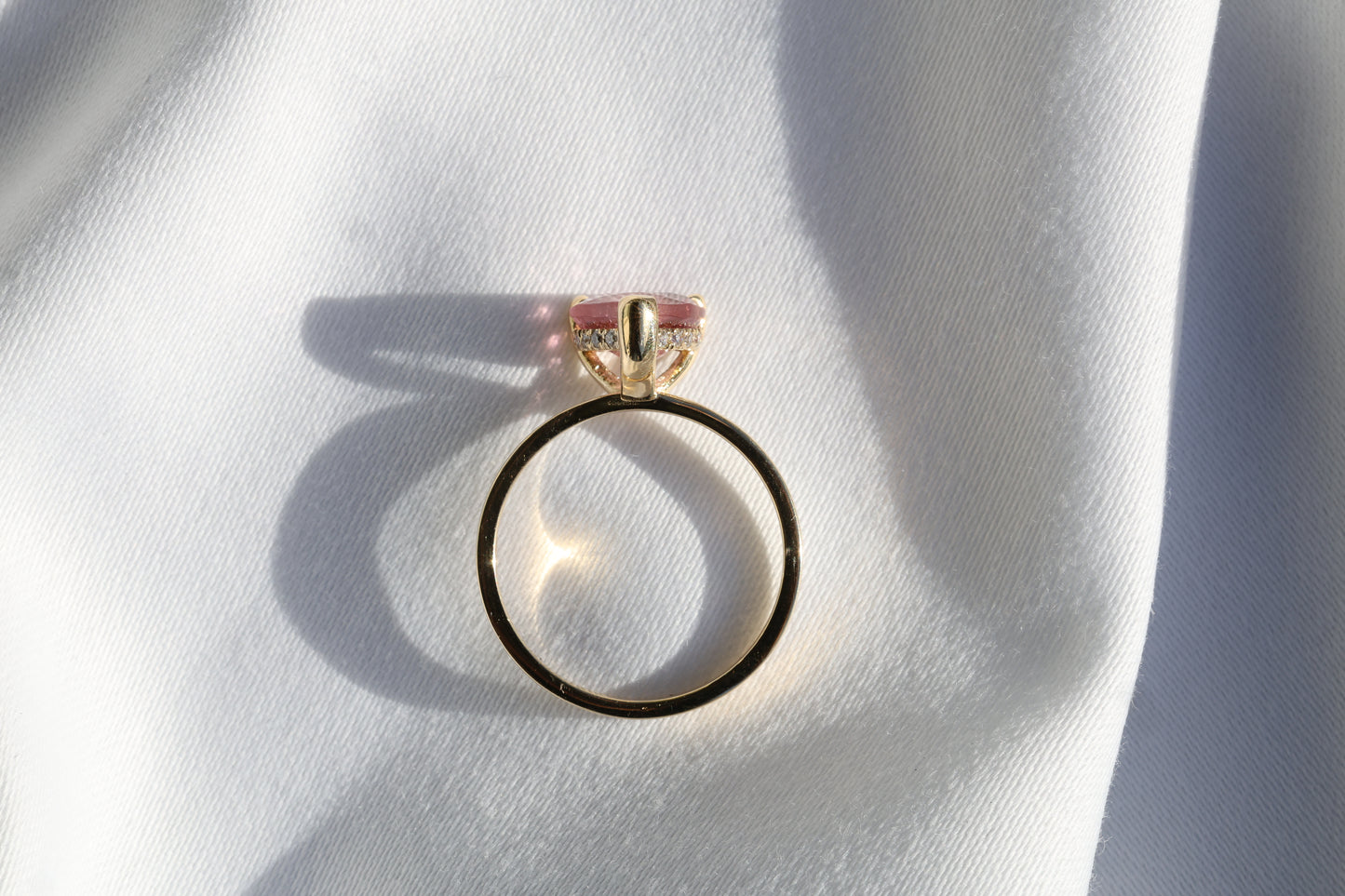 zertifizierter natürlicher Pinker-Turmalin-Ring – intensiv pinker Turmalin in 14 Karat Gold mit natürlichen Diamanten