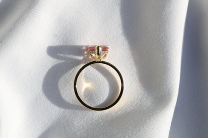 zertifizierter natürlicher Pinker-Turmalin-Ring – intensiv pinker Turmalin in 14 Karat Gold mit natürlichen Diamanten