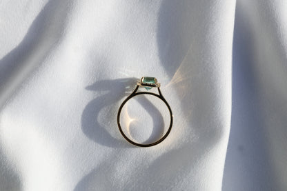 zertifizierter natürlicher Verdelith Turmalin Ring – bläulich-grüner Turmalin in 14 Karat Gold mit Diamanten