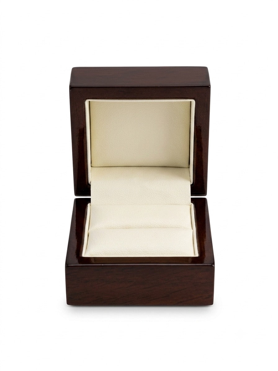 Hochwertige Ring Box in Klavierlack, Mahagoni Optik mit Einlage - Accessoires