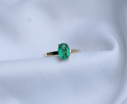 zertifizierter natürlicher sambischer Smaragd Solitär Ring – 14 Karat Gold