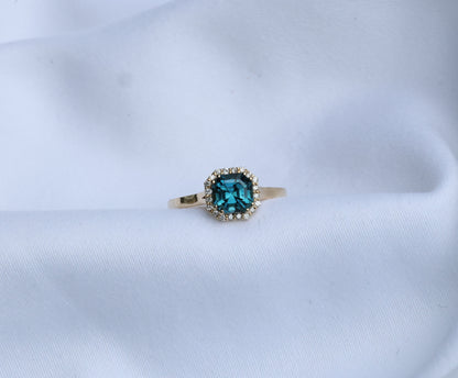 zertifizierter natürlicher Indigolith-Turmalin-Ring –  blauer Turmalin in 14 Karat Gold