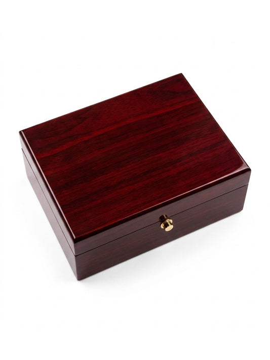 High-Quality Watch Box in Piano Lacquer, Mahogany Finish with Insert - Accessories