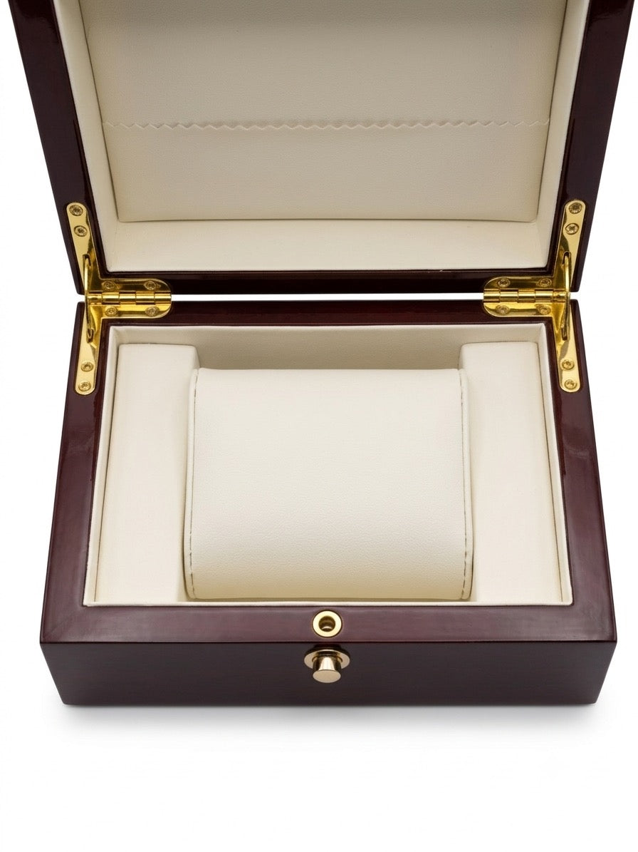 High-Quality Watch Box in Piano Lacquer, Mahogany Finish with Insert - Accessories