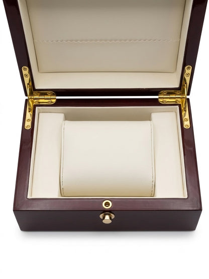 High-Quality Watch Box in Piano Lacquer, Mahogany Finish with Insert - Accessories