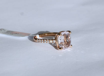 Morganit (5.21ct) Ring in 18K/750er Roségold mit Diamanten
