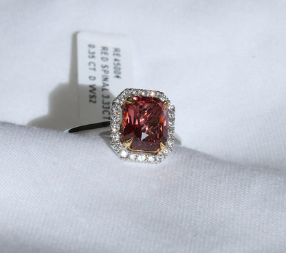 Spinell (3.33ct) Ring in 18 Karat Weißgold mit Diamanten