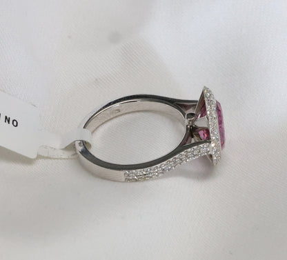 Pinker Saphir (No Heat, 3.02ct) Ring in 18K/750er Weißgold mit 1.13ct Diamanten