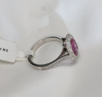 Pinker Saphir (No Heat, 3.02ct) Ring in 18K/750er Weißgold mit 1.13ct Diamanten
