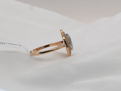 Aquamarine (Santa Maria) ring in 18 Karat Rosegold with diamonds
