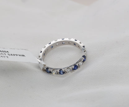 Blauer Saphir & Diamant Memoire Ring in 18K/750er Weißgold