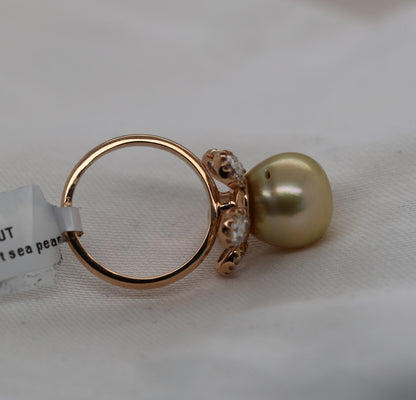 Tahiti-Perle Ring in 18K Roségold mit 1.02ct Diamanten