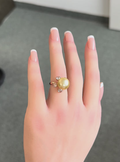 Tahiti-Perle Ring in 18K Roségold mit 1.02ct Diamanten